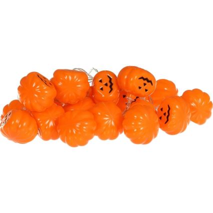 Cadena LED decorativa HALLOWEEN 20xLED/3xAA/blanco cálido 3,3m calabazas