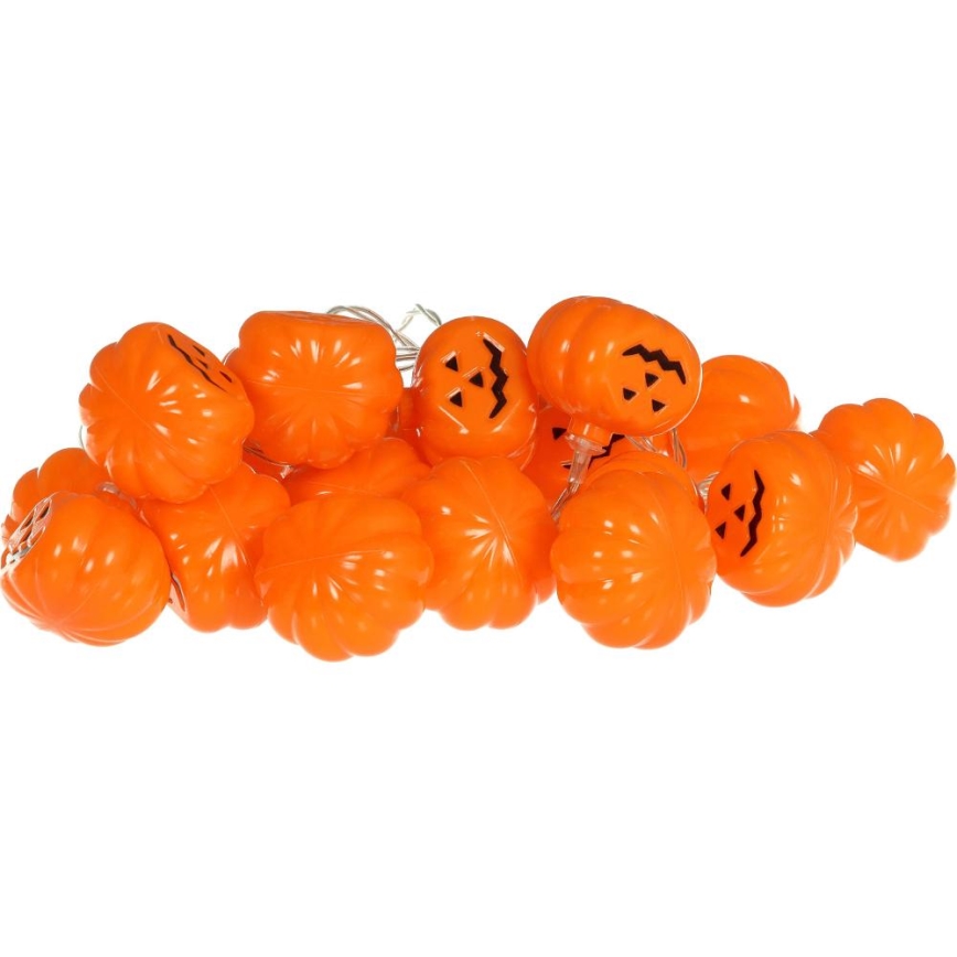 Cadena LED decorativa HALLOWEEN 20xLED/3xAA/blanco cálido 3,3m calabazas