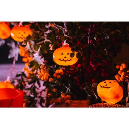Cadena LED decorativa HALLOWEEN 20xLED/3xAA/blanco cálido 3,3m calabazas
