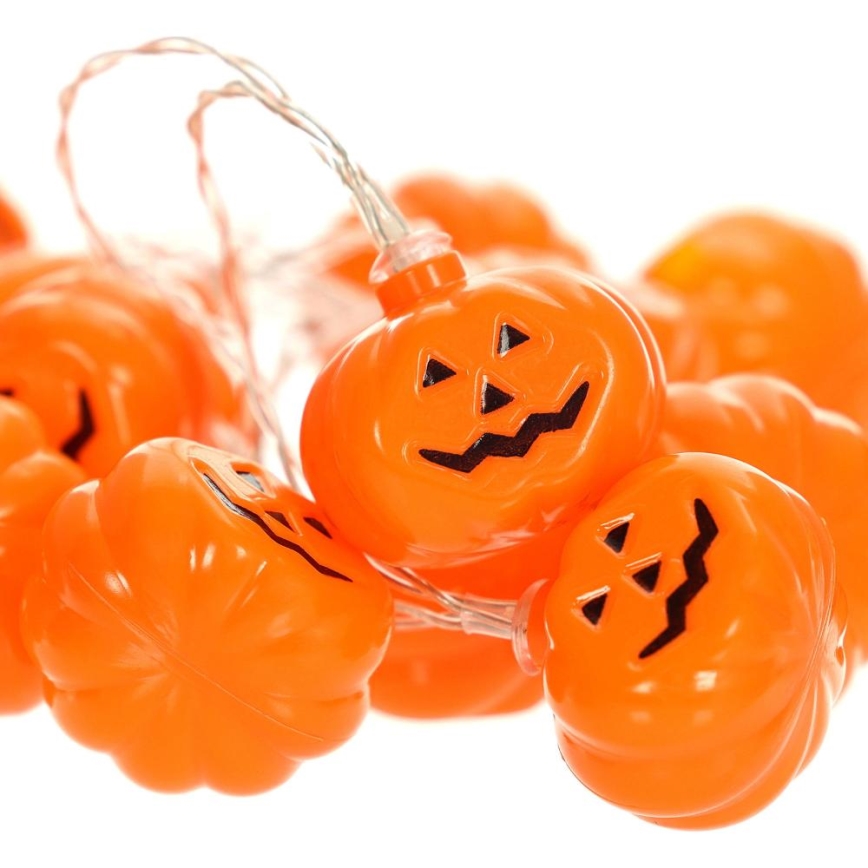 Cadena LED decorativa HALLOWEEN 20xLED/3xAA/blanco cálido 3,3m calabazas