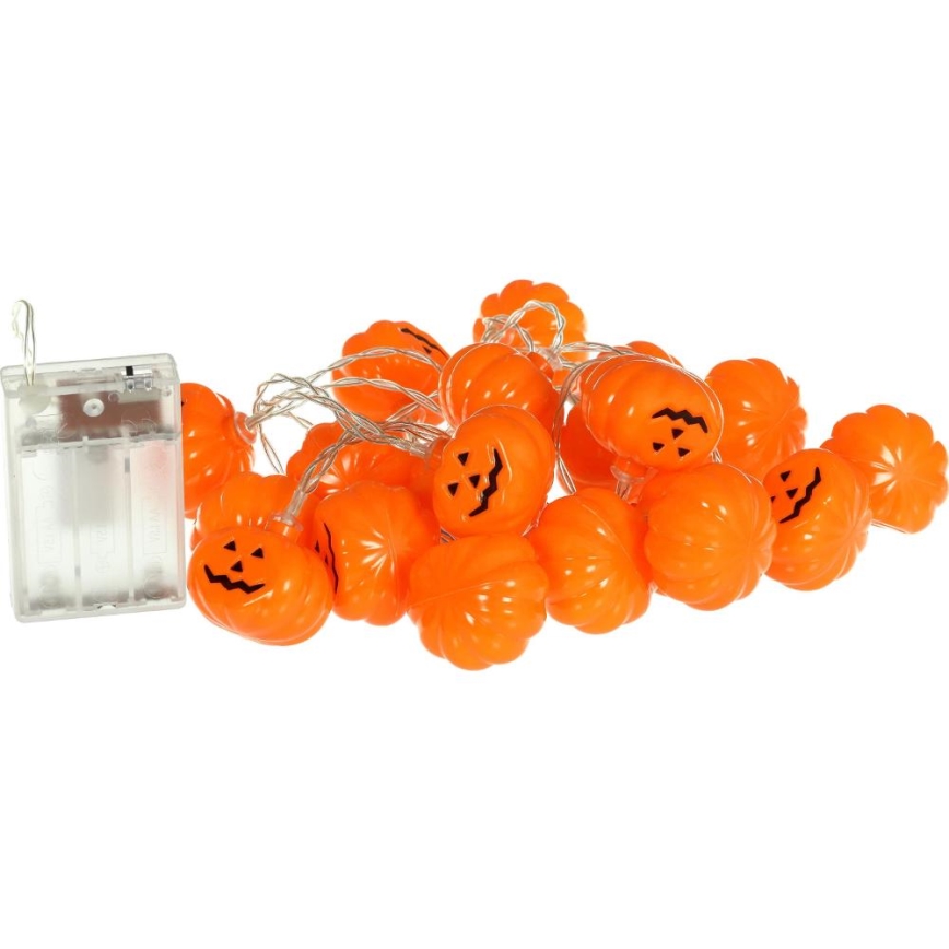 Cadena LED decorativa HALLOWEEN 20xLED/3xAA/blanco cálido 3,3m calabazas