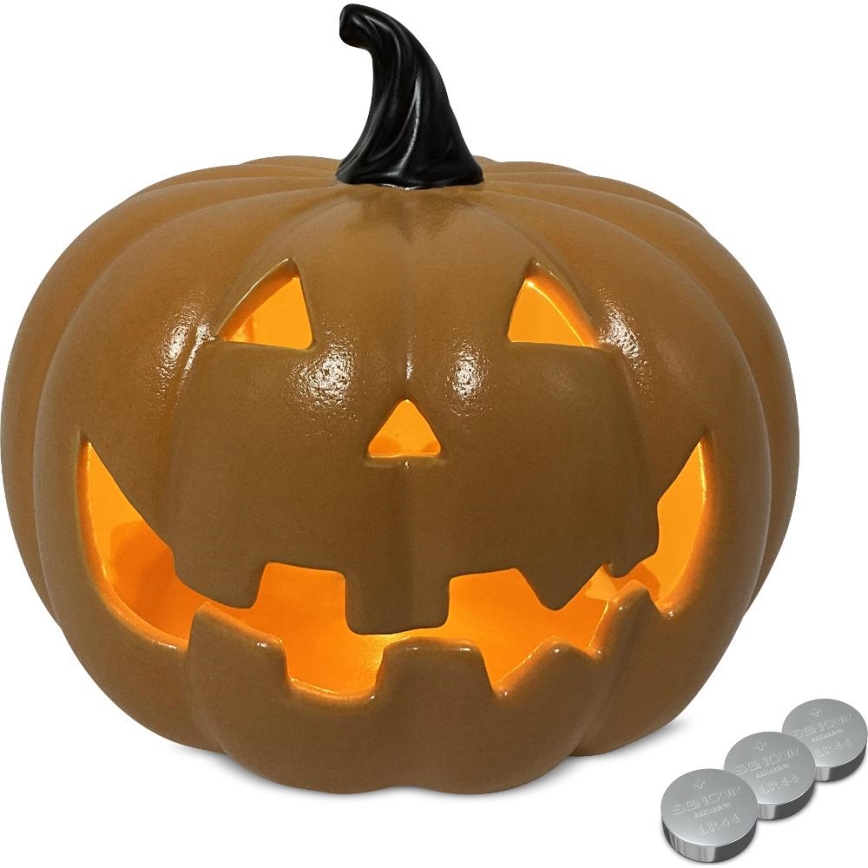 Calabaza de cerámica LED HALLOWEEN LED/3xLR44/blanco cálido
