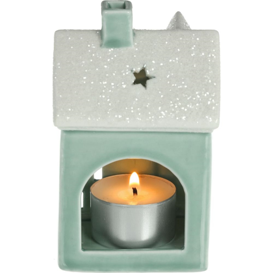 Casa de velas de porcelana 11,1 cm menta