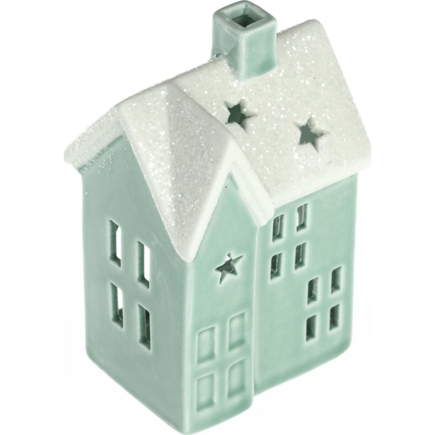 Casa de velas de porcelana 11,1 cm menta