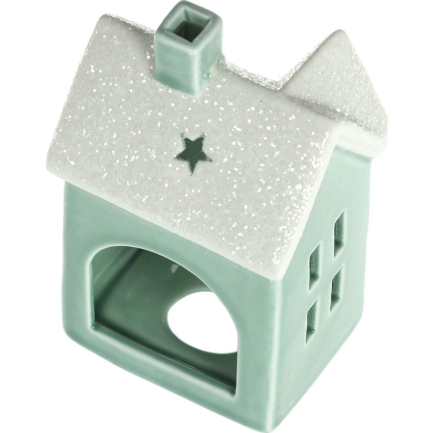 Casa de velas de porcelana 11,1 cm menta