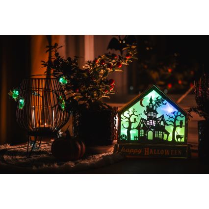 Decoración LED HALLOWEEN LED/2xAA casa encantada multicolor