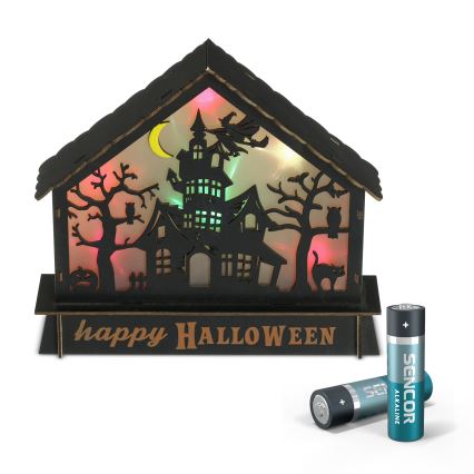 Decoración LED HALLOWEEN LED/2xAA casa encantada multicolor
