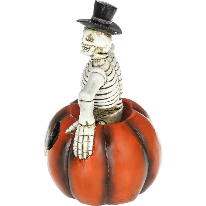 Decoración LED HALLOWEEN LED/2xLR44/blanco cálido esqueleto en una calabaza de resina