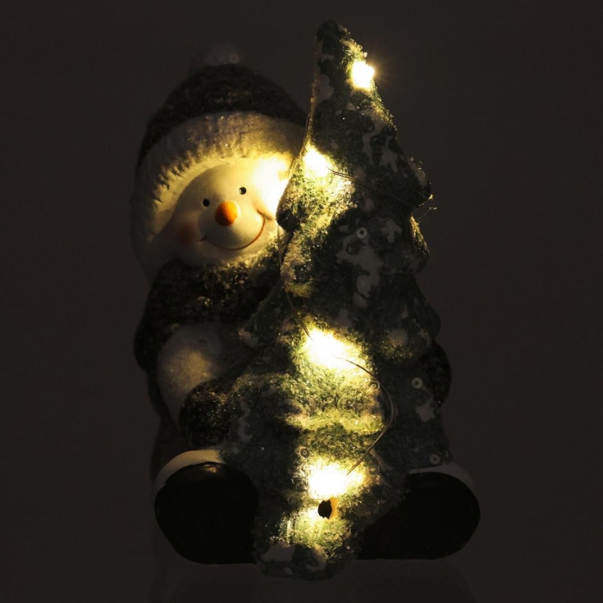 Decoración navideña LED LED/2xLR44/blanco cálido muñeco de nieve con árbol