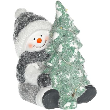 Decoración navideña LED LED/2xLR44/blanco cálido muñeco de nieve con árbol