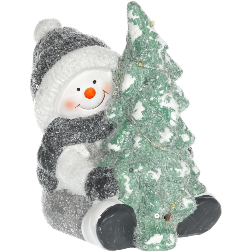 Decoración navideña LED LED/2xLR44/blanco cálido muñeco de nieve con árbol
