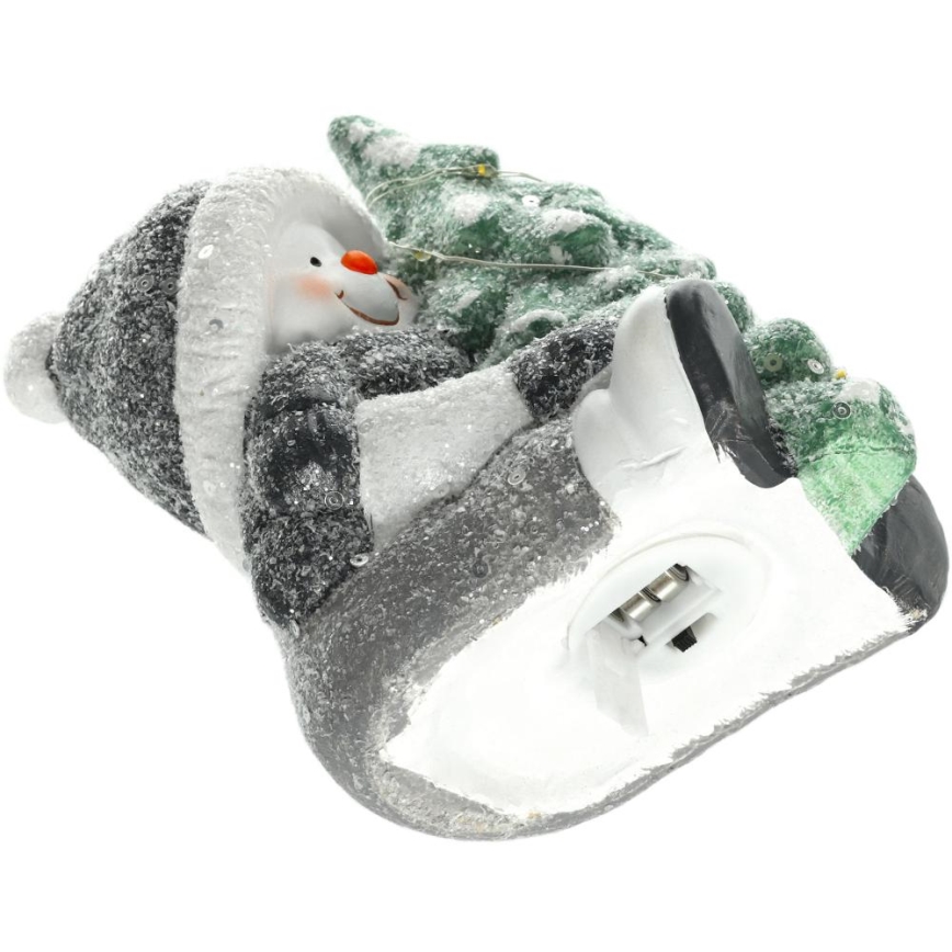 Decoración navideña LED LED/2xLR44/blanco cálido muñeco de nieve con árbol