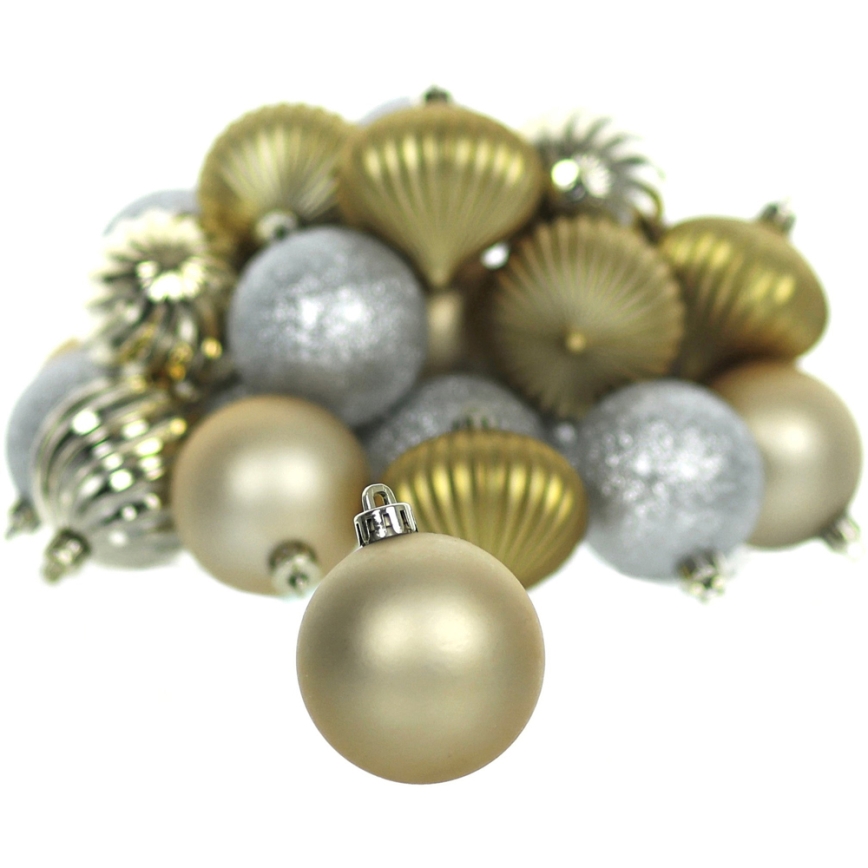 Juego de adornos navideños 30 piezas dorado/plata