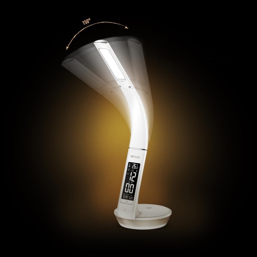 Lámpara de mesa LED regulable con carga inalámbrica Qi 5W y pantalla LED/6W/230V 3000/4000/6000K blanco