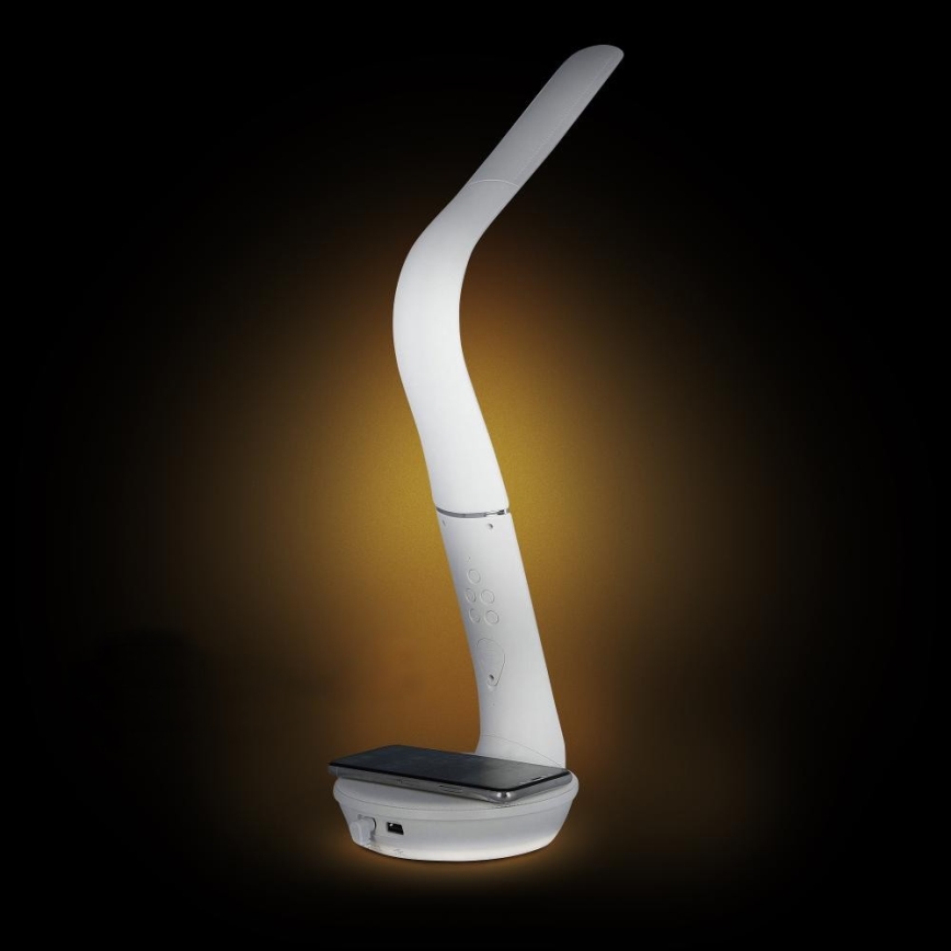 Lámpara de mesa LED regulable con carga inalámbrica Qi 5W y pantalla LED/6W/230V 3000/4000/6000K blanco
