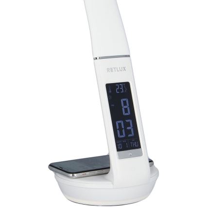 Lámpara de mesa LED regulable con carga inalámbrica Qi 5W y pantalla LED/6W/230V 3000/4000/6000K blanco