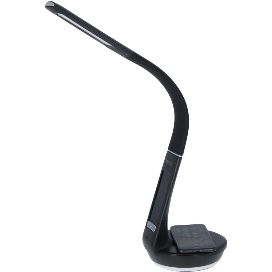 Lámpara LED regulable con carga inalámbrica Qi y pantalla LED/6W/230V 3000/4000/6000K negro