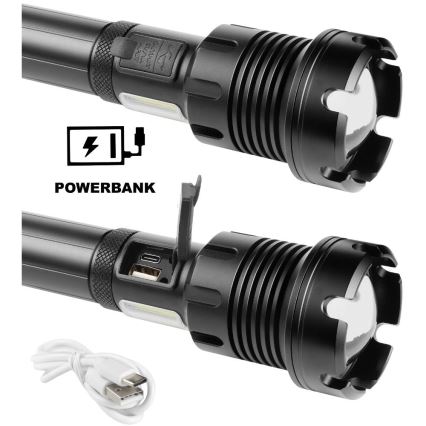 LED Linterna de aluminio recargable con power bank LED/4400 mAh 2200 lm IP44