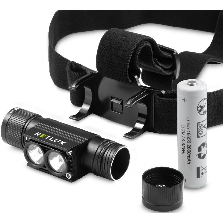Linterna frontal de aluminio recargable con LED LED/2600 mAh IP66