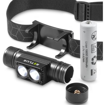 Linterna frontal LED de aluminio recargable y regulable LED/2600 mAh IP65