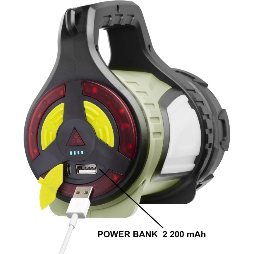 Linterna recargable LED regulable para exteriores con un power bank LED/21W/4400mAh IP44