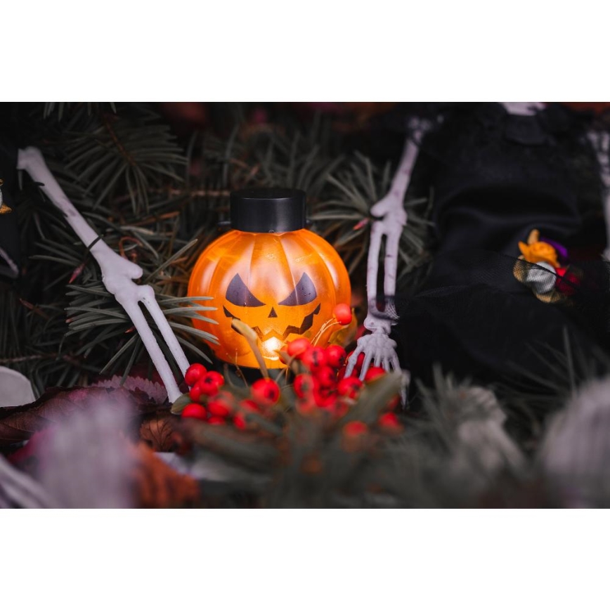 SET 6x Decoración LED HALLOWEEN LED/1xCR2032/calabazas blancas cálidas
