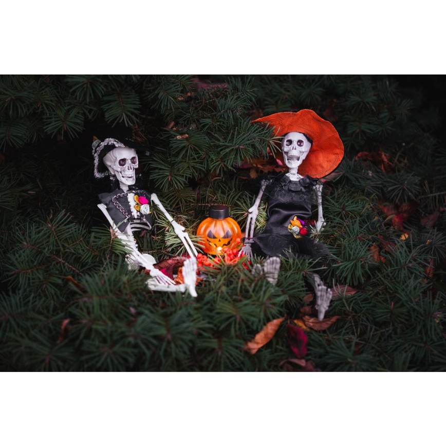 SET 6x Decoración LED HALLOWEEN LED/1xCR2032/calabazas blancas cálidas
