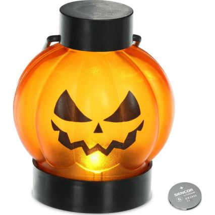 SET 6x Decoración LED HALLOWEEN LED/1xCR2032/calabazas blancas cálidas