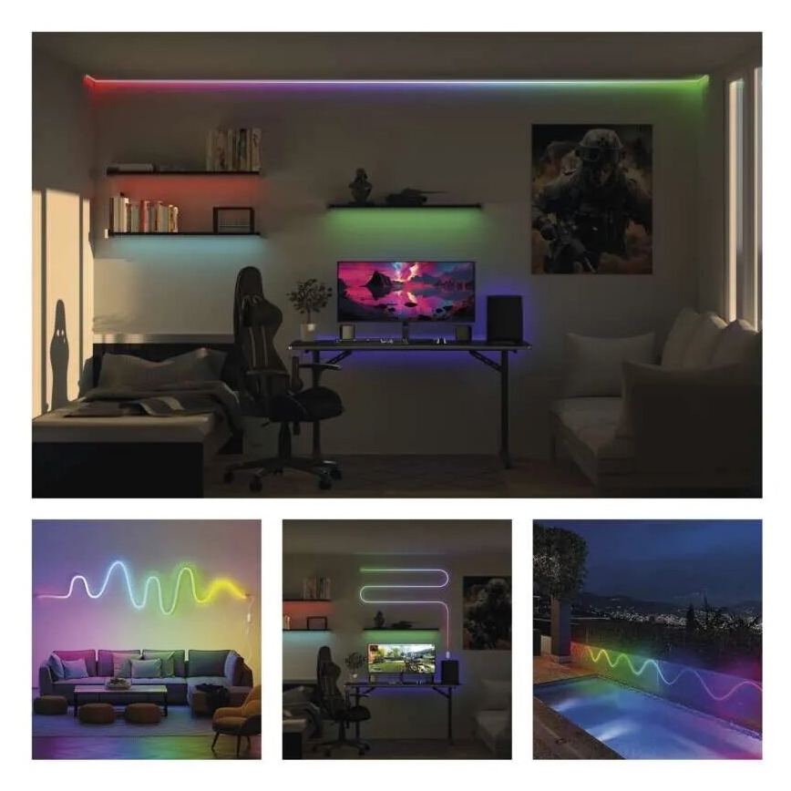 RGBIC Cinta LED regulable GoSmart LED/24W/230V 3 m Wi-Fi Tuya