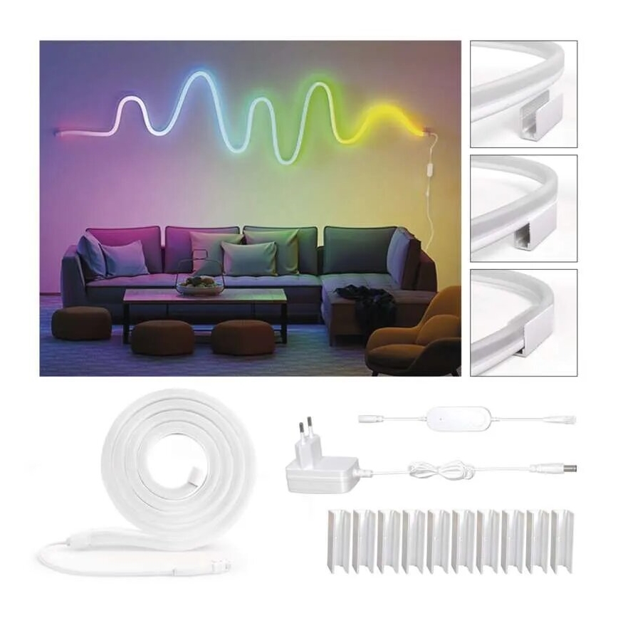RGBIC Cinta LED regulable GoSmart LED/24W/230V 3 m Wi-Fi Tuya