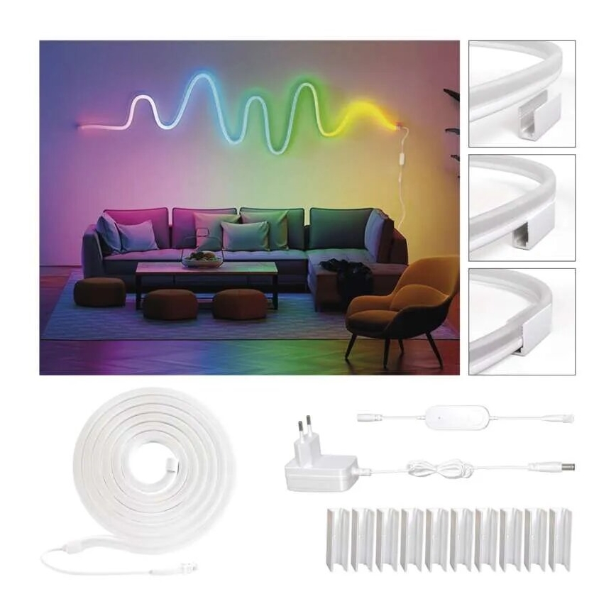 RGBIC Cinta LED regulable GoSmart LED/33W/230V 5 m Wi-Fi Tuya
