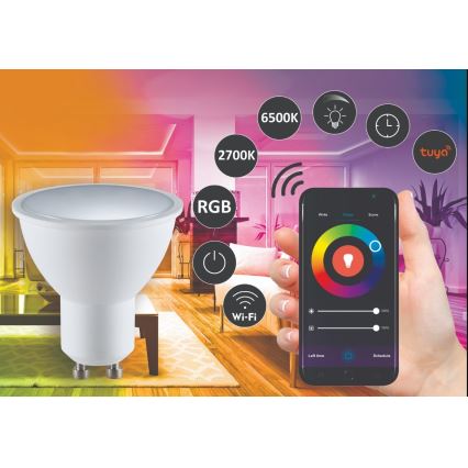 RGBW Bombilla LED regulable G45 GU10/5,5W/230V 2700-6500K Wi-Fi Tuya