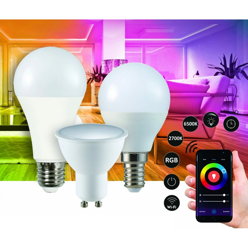 RGBW Bombilla LED regulable G45 GU10/5,5W/230V 2700-6500K Wi-Fi Tuya