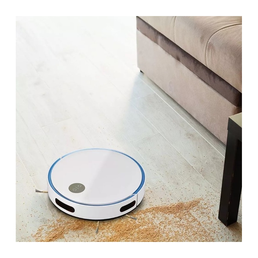 Robot aspirador blanco/azul + mando a distancia