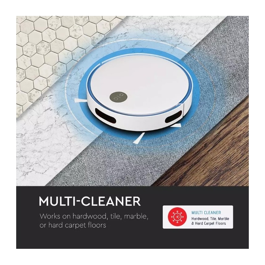 Robot aspirador blanco/azul + mando a distancia