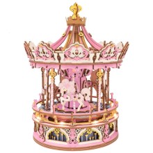 RoboTime - 3D puzzle caja musical Carrusel romántico rosa