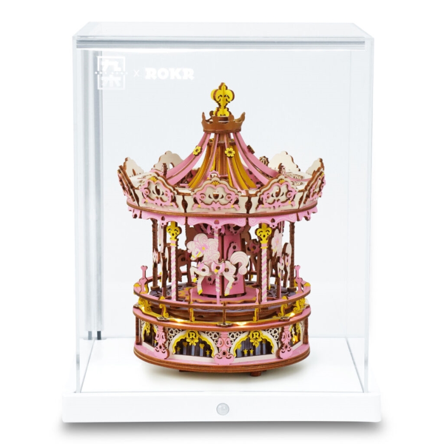 RoboTime - 3D puzzle caja musical Carrusel romántico rosa