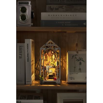 RoboTime - Puzzle 3D de casa de jardín con sujeta-libros LED 2xAAA