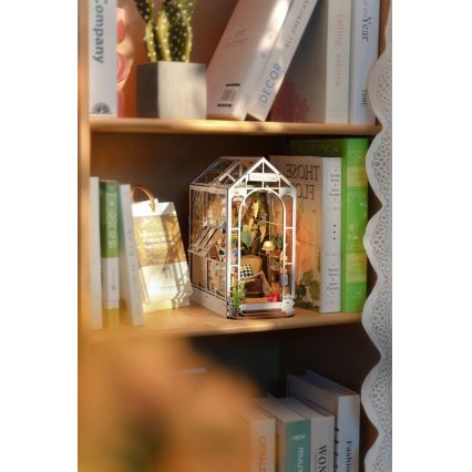 RoboTime - Puzzle 3D de casa de jardín con sujeta-libros LED 2xAAA