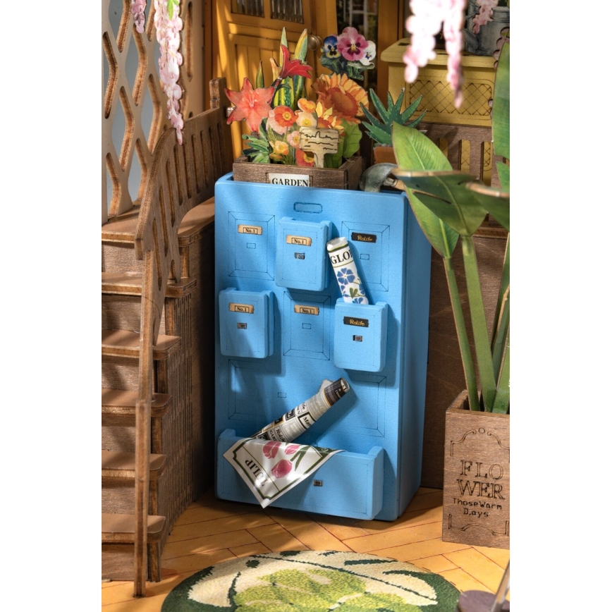 RoboTime - Puzzle 3D de casa de jardín con sujeta-libros LED 2xAAA