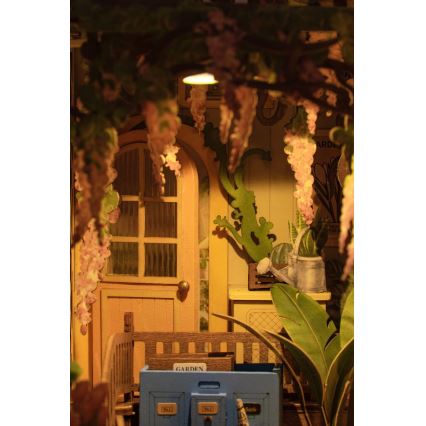 RoboTime - Puzzle 3D de casa de jardín con sujeta-libros LED 2xAAA
