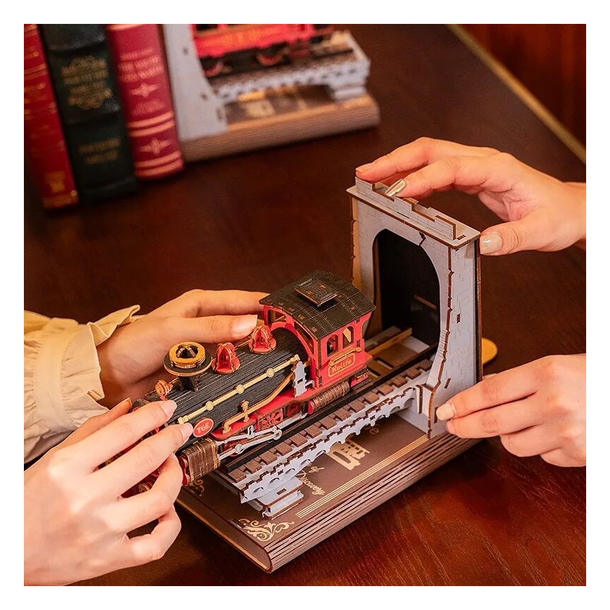 RoboTime - Rompecabezas 3D Sujeta-libros Tren de vapor histórico