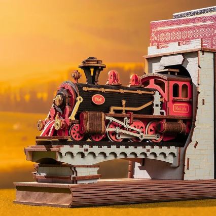 RoboTime - Rompecabezas 3D Sujeta-libros Tren de vapor histórico