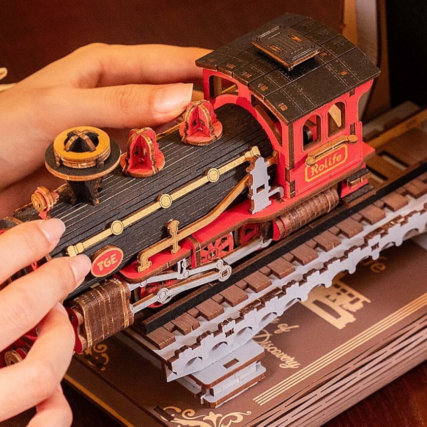 RoboTime - Rompecabezas 3D Sujeta-libros Tren de vapor histórico