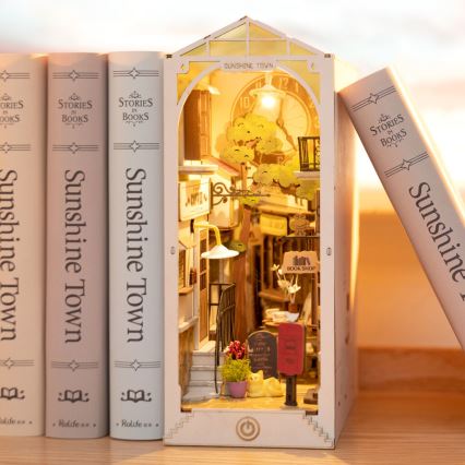 RoboTime - Sujeta-libros LED Pueblo Soleado 2xAAA.