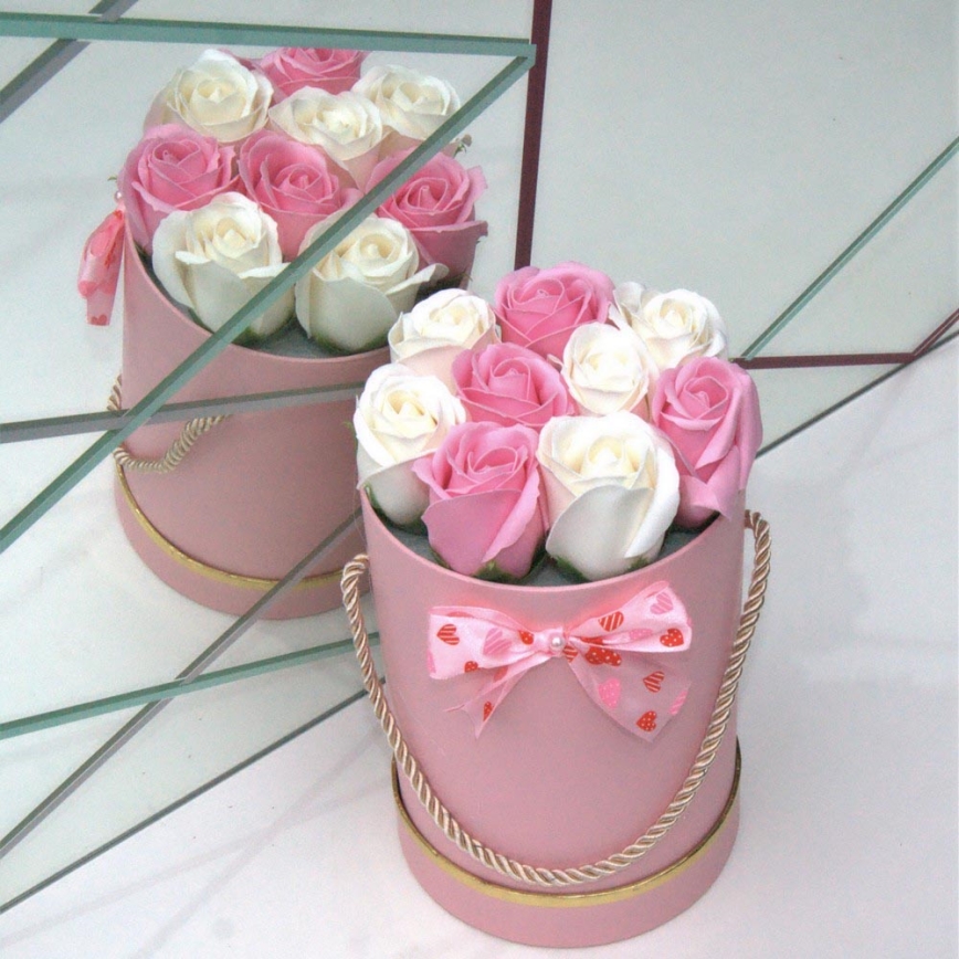 Rosas de jabón de espuma PINK - talla S (9 piezas)