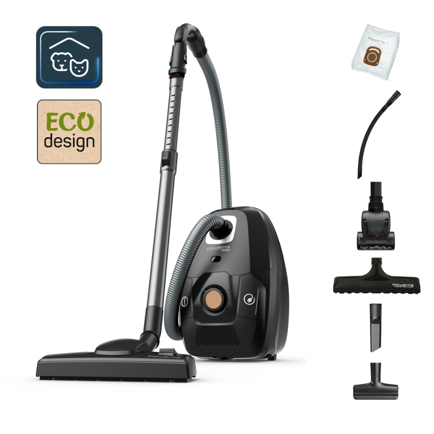 Rowenta - Aspiradora con bolsa VERDE FORCE EFFITECH ECO TOTAL CLEAN 400W/230V negro