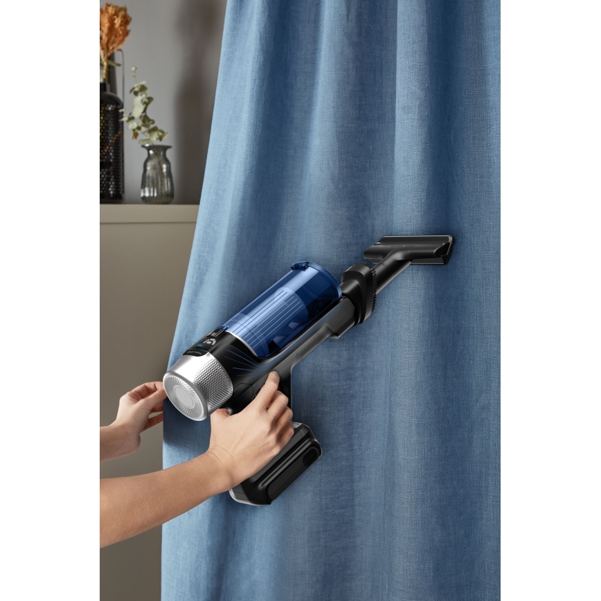 Rowenta - Aspiradora de varilla con fregona X-FORCE FLEX ANIMAL AQUA AUTO 4en1 250W/25,2V 2500 mAh negro/azul