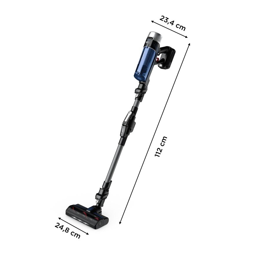 Rowenta - Aspiradora de varilla con fregona X-FORCE FLEX ANIMAL AQUA AUTO 4en1 250W/25,2V 2500 mAh negro/azul