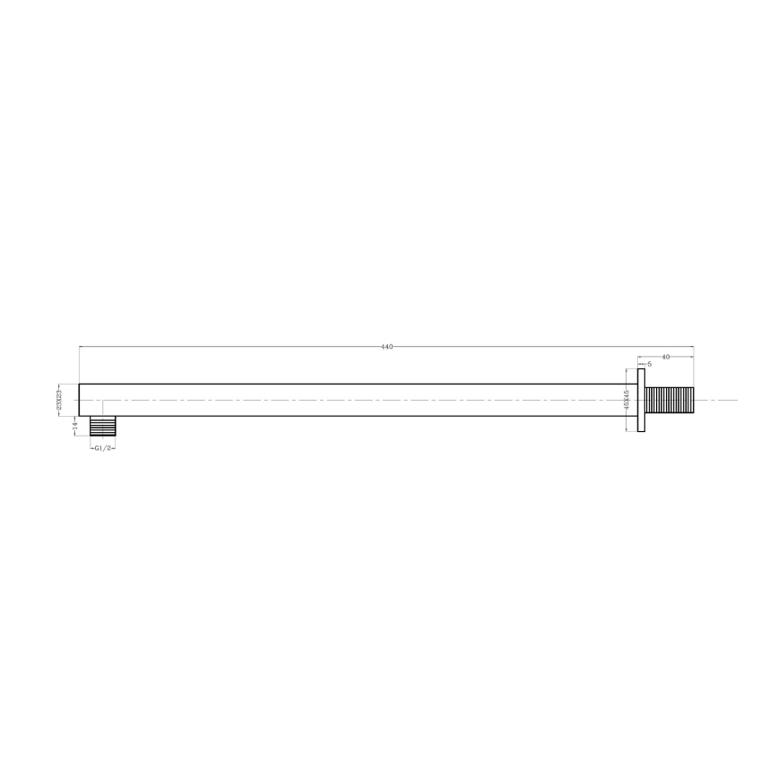 Sapho - Brazo de ducha cuadrado 44 cm cromo brillante